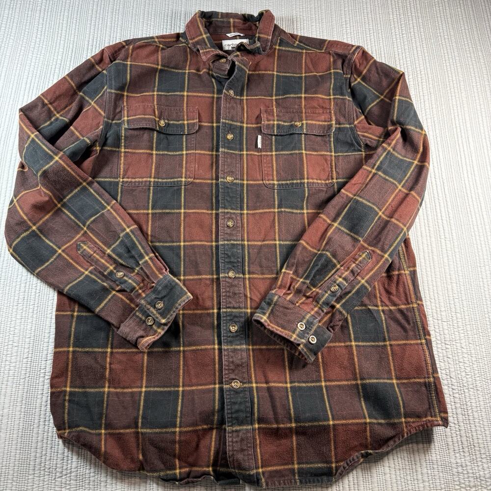 Carhartt Flannel Shirt Mens Large Tall Plaid Workwear Gorpcore Lumberjack Rugged